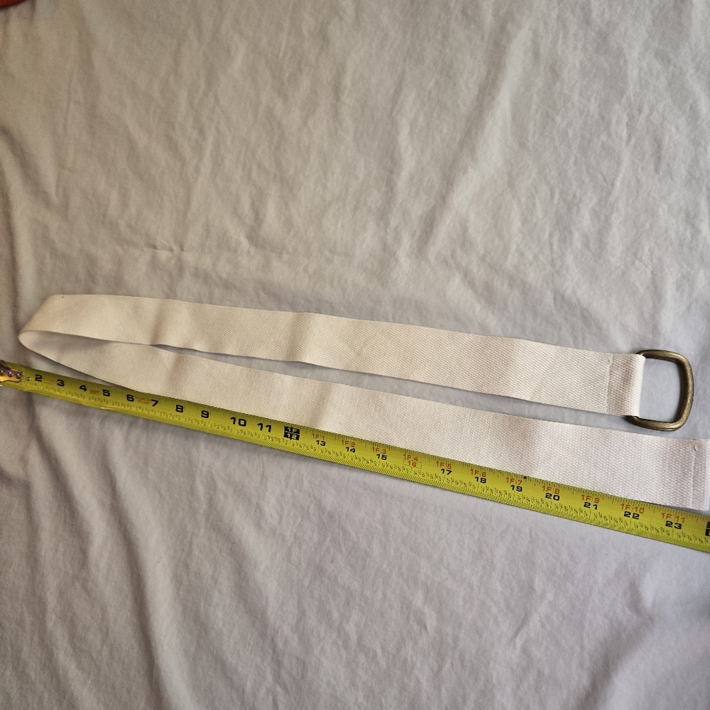 Women's XL Adjustable Woven Belt with Metal Ring - Ivory - Picture 5 of 5